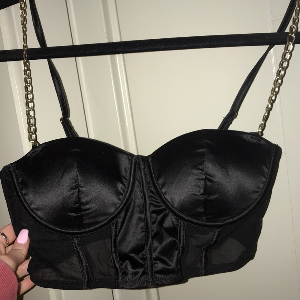 black bustier top
